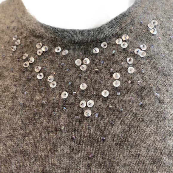 Robert Michaels Cashmere gray Sleeveless Sweater w/Sequins size S - Picture 3 of 7